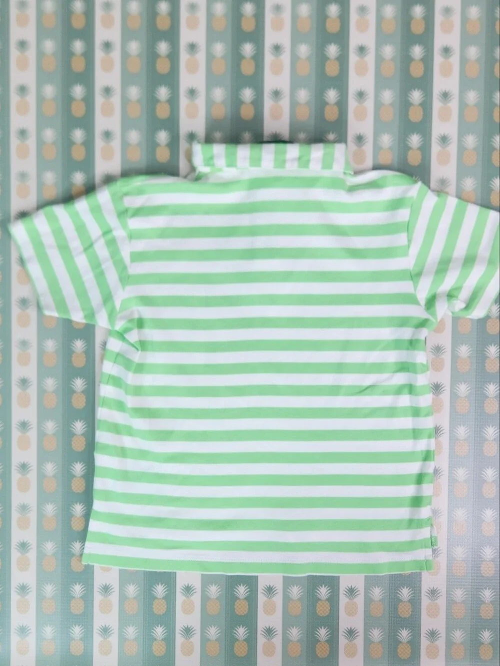 CPC Striped Polo Shirt in Light Green & White - Kids